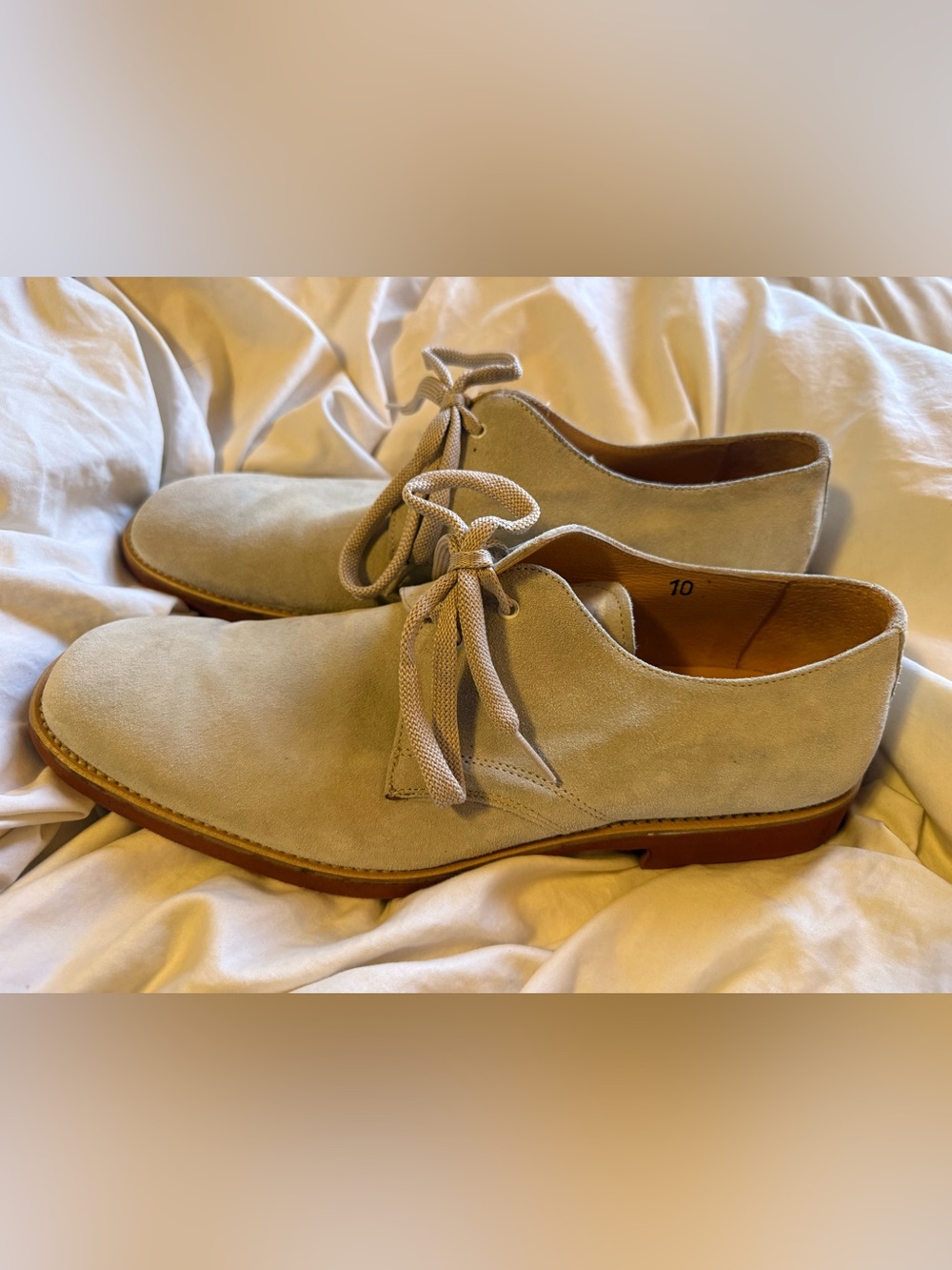 Barneys New York Light Taupe Suede Derby Shoes
